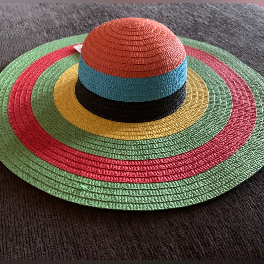 ODiva Multicolor Stripe Straw Sun Hat
